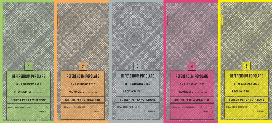 Fac-simile schede referendum 2025