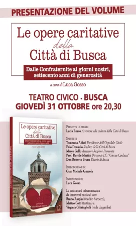 Giovedì la presentazione del libro  'Le opere caritative della città di Busca'