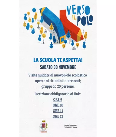 Sabato 30 novembre porte aperte al polo scolastico. Occorre la prenotazione