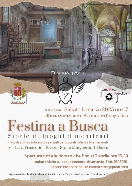 'Festina a Busca - Storie di luoghi dimenticati': mostra foto in Casa Francotto dall'11 marzo
