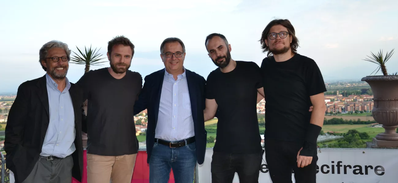 Il direttore artistico di Artea, Alessandro Isaia, e il sindaco, Marco Gallo, con Paolo Giordano, Giorgio Ferrero e Rodolfo Mongitore 