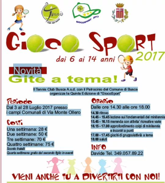 Dalle ore 14,30 alle 18,  dal lunedì al venerdì, negli impianti sportivi della cittadella dello sport in piazza Grande Torino