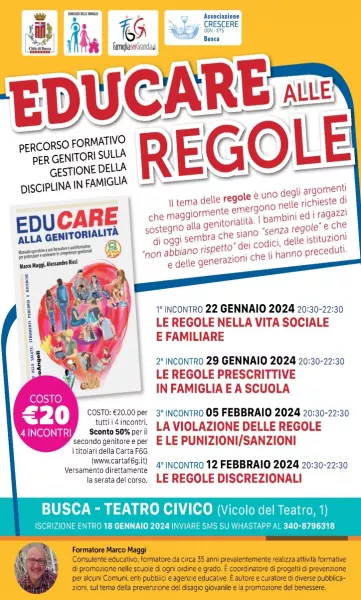 Corso di formazione per genitori 'Educare alle regole'