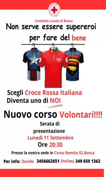 L'11 settembre la Cri presenta il prossimo corso per diventare volontari