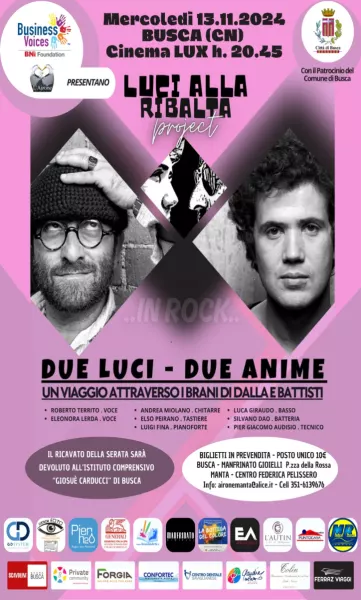 Mercoledì 13 novembre, alle ore 20,45, al cinema-teatro Lux, si terrà lo spettacolo “Due Luci Due Anime”, una serata a scopo benefico