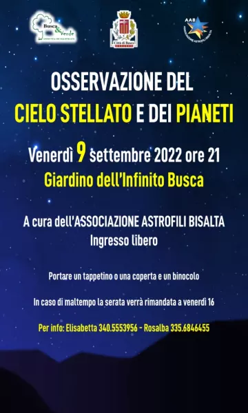 Venerdì si osservano le stelle dal giardino dell'Infinito