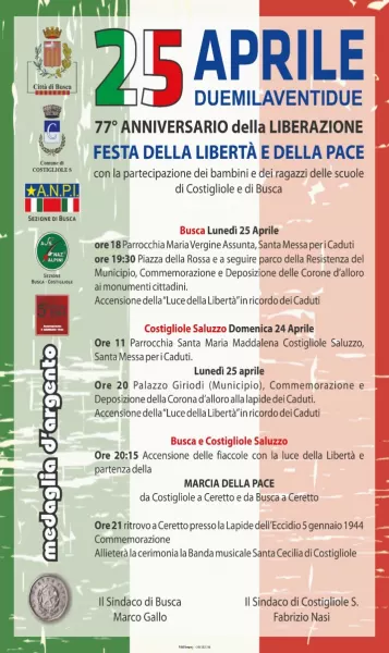 25 Aprile duemilaventidue 77° anniversario della Liberazione Festa della Libertà e della Pace