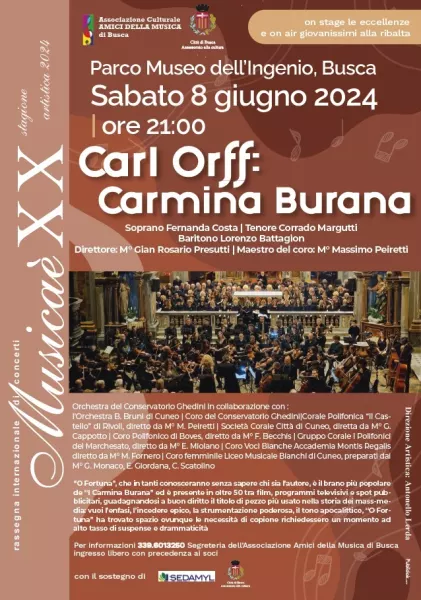 Sabato 8 giugno alle ore 21 nel parco-museo dell'Ingenio Carl Orff: Carmina Burana