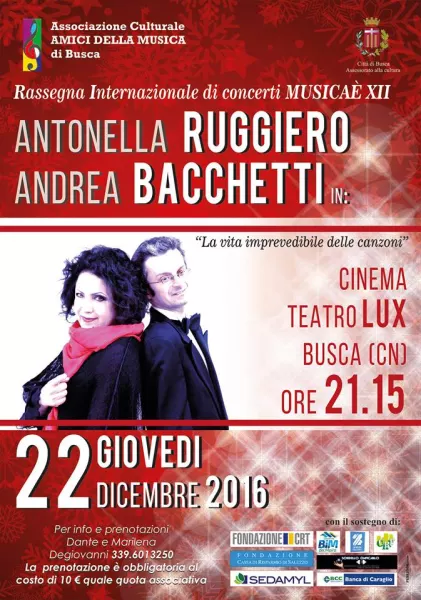 La locandina del concerto di giovedi 22 dicembre al cinema-teatro Lux