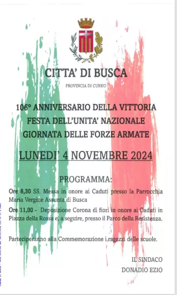 Lunedì la celebrazione del IV Novembtre