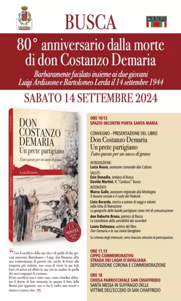 Sabato 14 settembre una giornata commemmorativa con la pubblicazione di un libro e un convegno