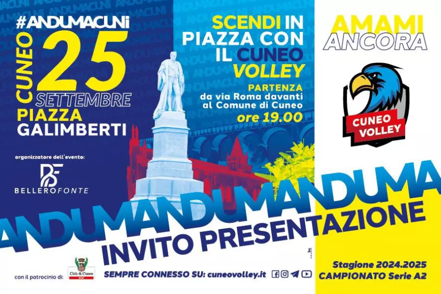 Mercoledì a Cuneo la presentazione del Movimento biancoblu di volley