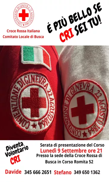 Il  9 settembre serata per presentare il corso volontari Cri