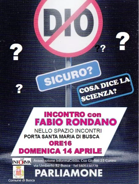 Domenica 14 aprile incontro con il relatore Fabio Rondano