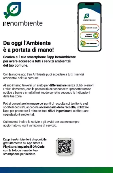 Sulla  nuova app IrenAmbiente tutte le info e i servizi di prenotazione per la raccolta rifiuti