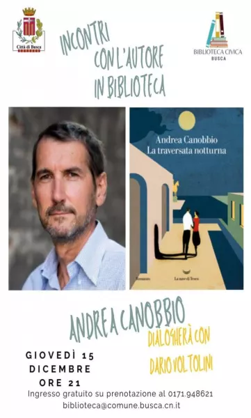 Giovedì prossimo alle ore 21 per gli “Incontri con gli autori in biblioteca”, Andrea Canobbio