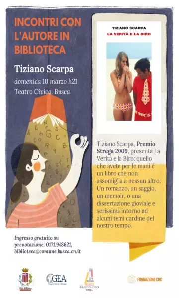 Domenica 10 marzo alle ore 21 al Teatro Civico  a Busca il Premio Strega 2009 Tiziano Scarpa