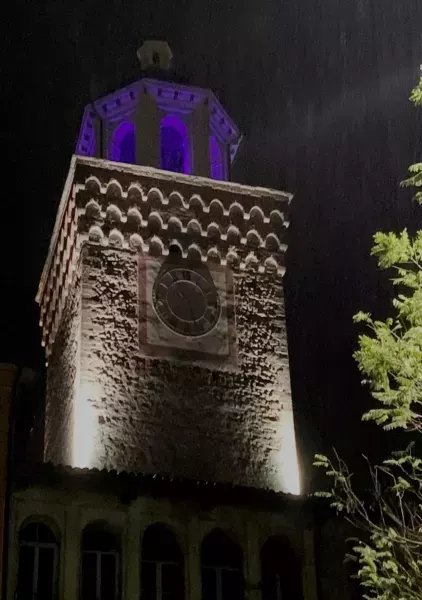 Il simbolo della città illuminato di viola per la Giornata Mondiale della Prematurità