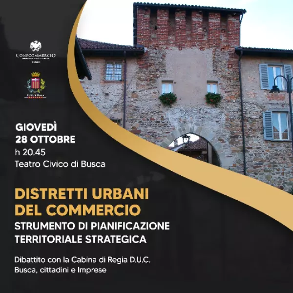 Giovedì 28 ottobre alle ore 20,45 al Teatro Civico incontro con cittadini e imprese per il Distretto urbano del commercio