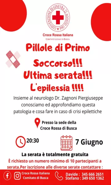 Mercoledì per le Pillole di primo soccorso della Cri, si parlerà dell’epilessia