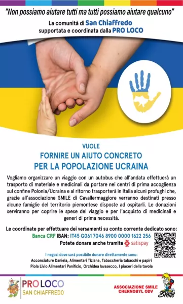 La proloco San Chiafferdo organizza un viaggio di solidarietà. Ecco come contrinuire