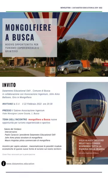 Martedì 22 febbraio alle ore 20,30 nel salone dell'associazione Ingenium una serata per valutare nuove  opportunità di turismo esperienziale e sportivo