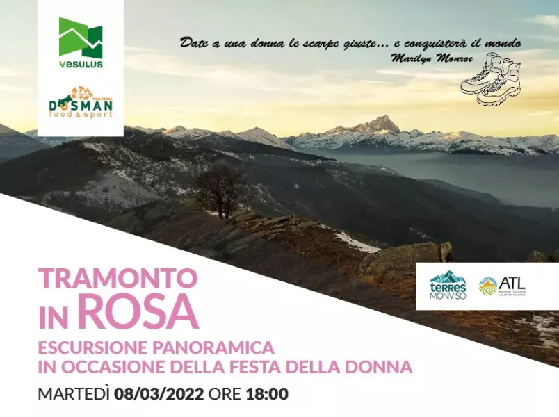 Tramonto in rosa a Valmala per la festa della donna