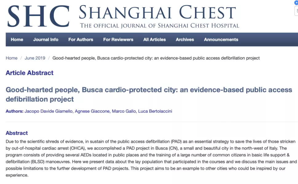 L'articolo pubblicato sulla rivista Shanghai Chest