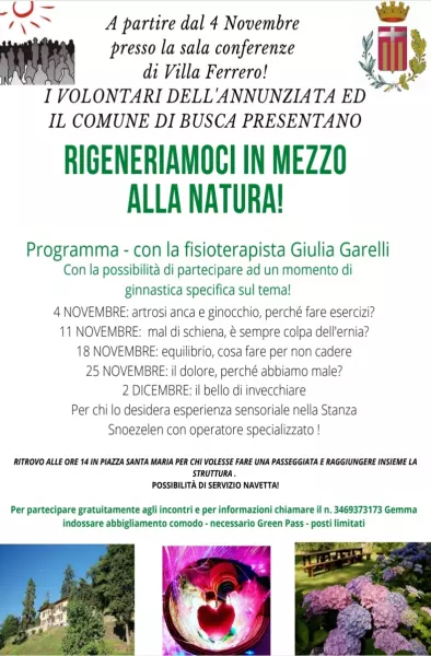 Dal 4 novembre cinque sedute gratuite di fisoterapia: organizzano l'associazione Volontari dell'Annunziata e il Comune