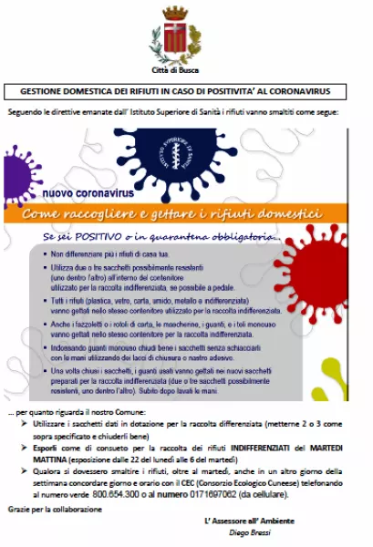 Quando si è in isolamento per positività l Covid19,  tutti i rifiuti vanno gettati nell'indifferenziata