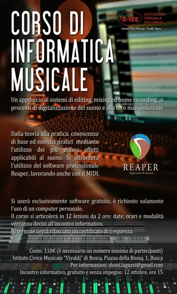 Il Civico istituto musicale Vivaldi organizza un corso di informatica musicale 