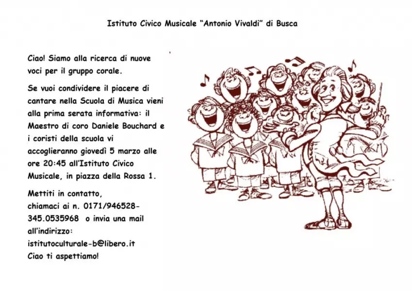 Cercansi nuove voci per il gruppo corale adulti del Vivaldi