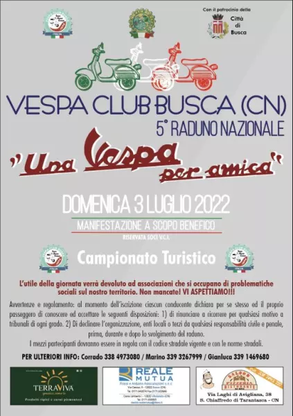 Domenica prossima 3 luglio il 5° raduno nazionale “Una Vespa per amica” 