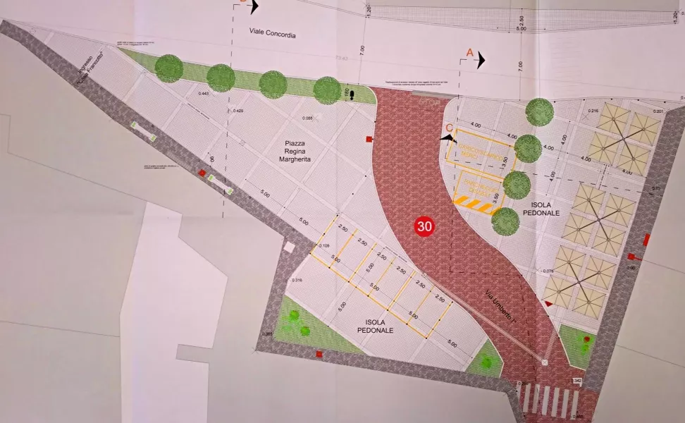 Un disegno dal progetto del restyling di piazza Regina Margherita