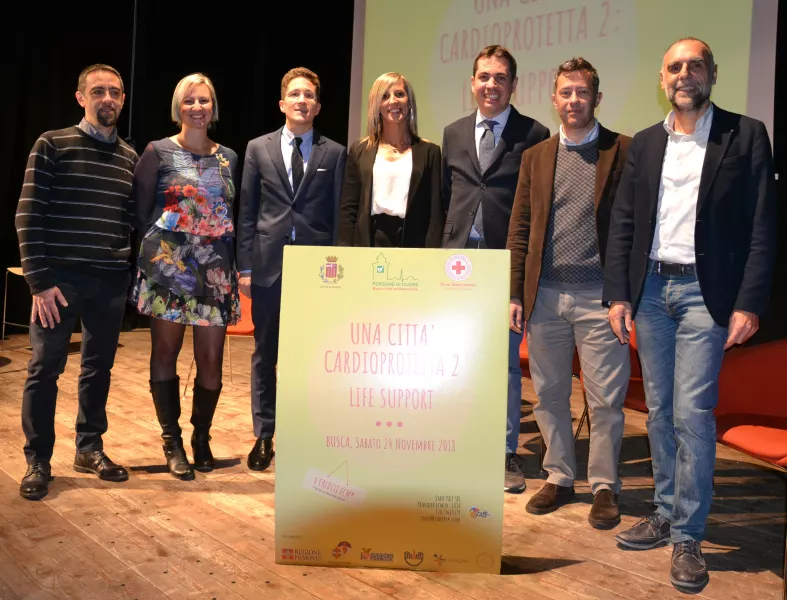 I relatori questa mattina sul palco del Teatro Civico