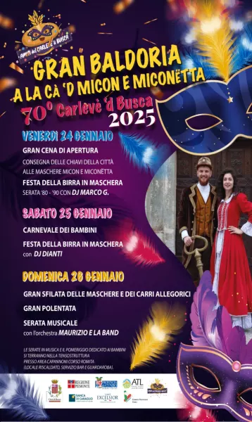 Dal 24 al 26 gennaio 2025. 70 Carnevale di Busca