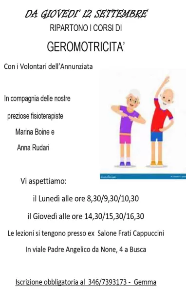 Dal 12 settembre riprendono i corsi di attività fisica per anziani