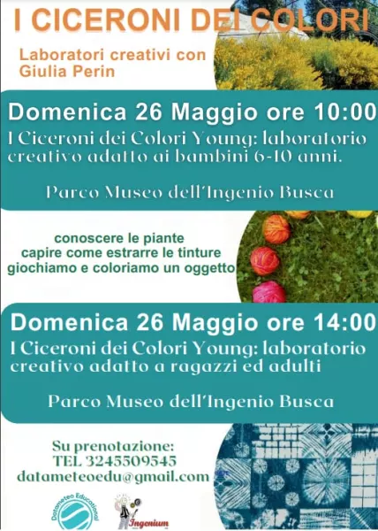 In occasione della Fiera di Maggio nel Parco dell'Ingenio: al mattino laboratorio per i bambini al pomeriggio per i ragazzi e gli adulti