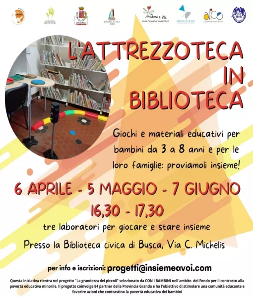 Tre laboratori per bambini  per promuovere l’attrezzoteca