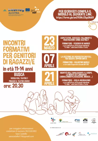 Mercoledì 23  marzo il primo di un ciclo di incontri formativi per genitori di ragazze  e ragazzi  in età 11-14