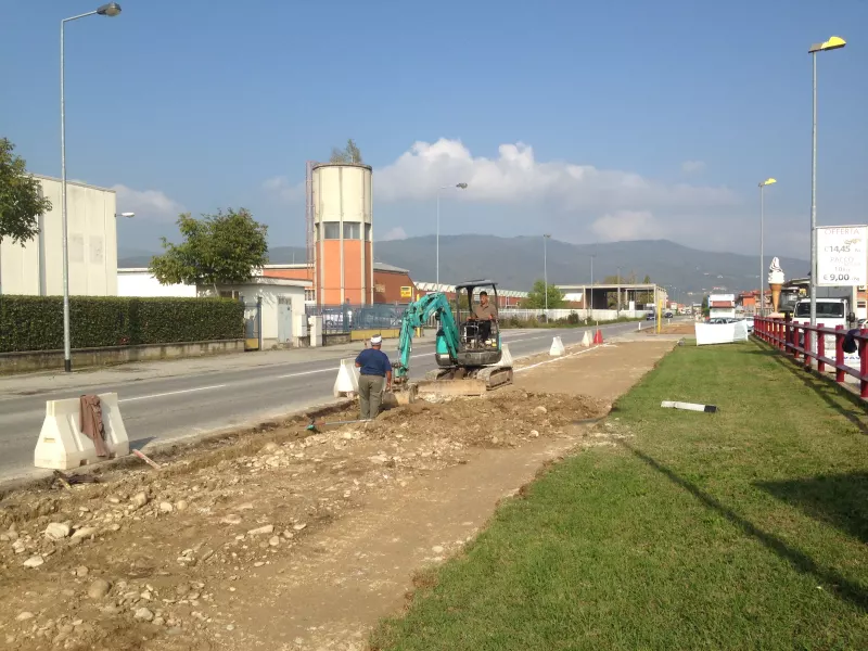 Ill cantiere della pista ciclopedonale