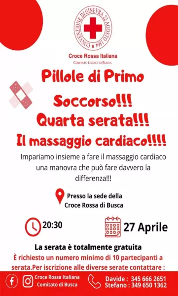 Imparare il massaggio cardiaco: il 27 aprile lezione gratuita in Cri 