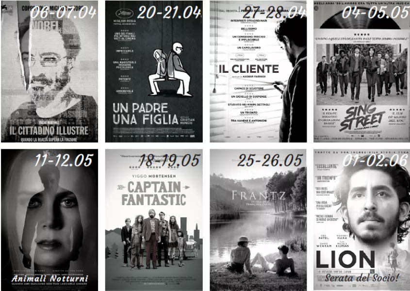 Le locandine dei film in programma