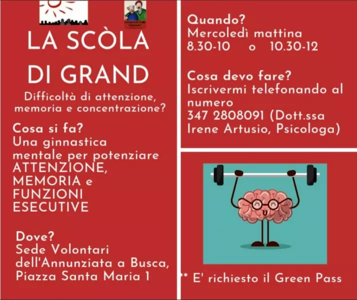 “La scola di grand” è una nuova iniziativa dell’associazione Volontari dell’Annunziata