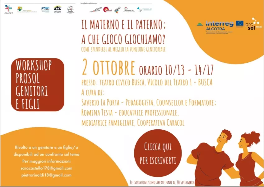 Workshop genitori-figli  domenica al Teatro Civico