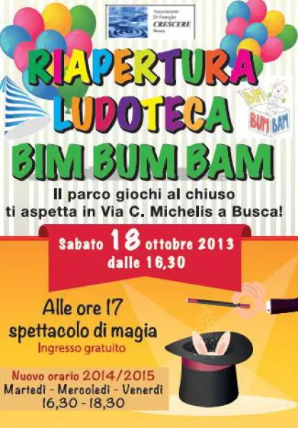 Per tre pomeriggi alla settimana i bambini di Busca possono ritrovarsi nel parco giohi al chiuso Bim Bum Bam