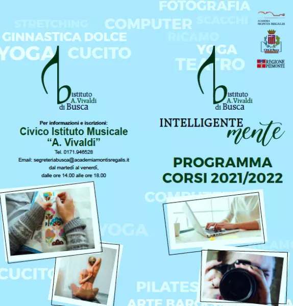 Il Civico Istituto “A. Vivaldi”, da quest’anno gestito dalla Fondazione Academia Montis Regalis, presenta i corsi del progetto IntelligenteMente, ampio contenitore multiculturale da anni presente nell’offerta formativa dell’Istituto e ora riproposto in veste aggiornata