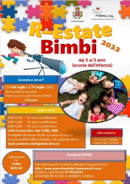   Estate-Bimbi: le iscrizioni dal 27 maggio