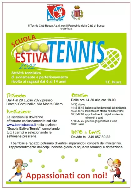 Dal 4 al 29 luglio la scuola tennis estiva