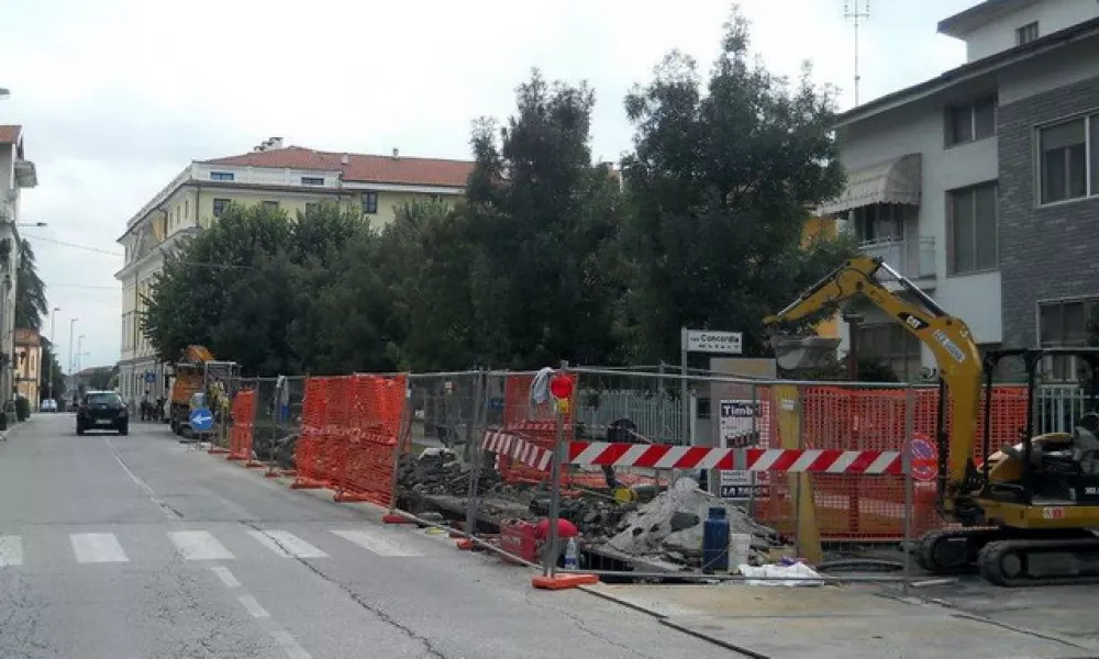 Il cantiere in viale Concordia